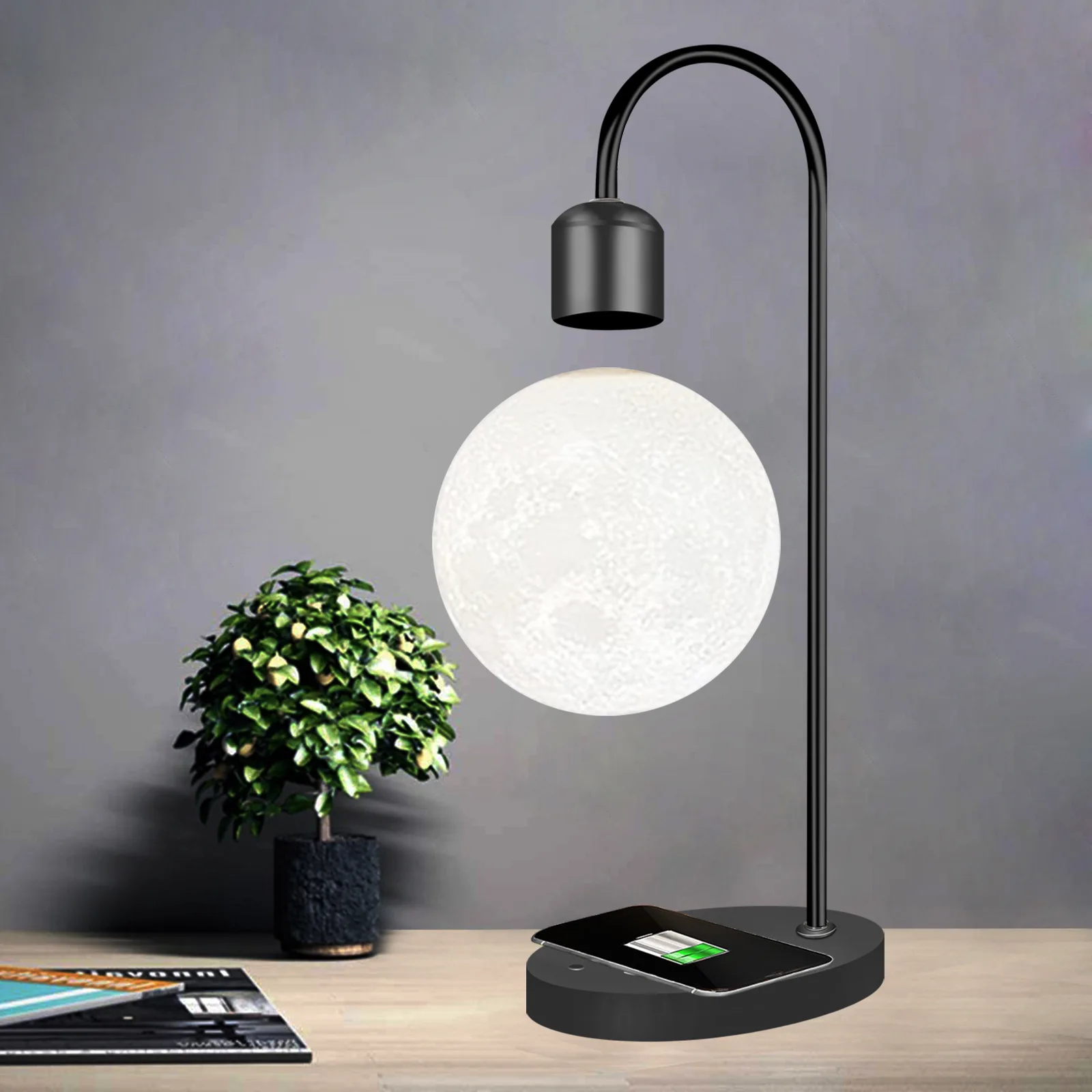 Floating 3D printing integrated creative magnetic levitation moon table lamp ornament - Image 4