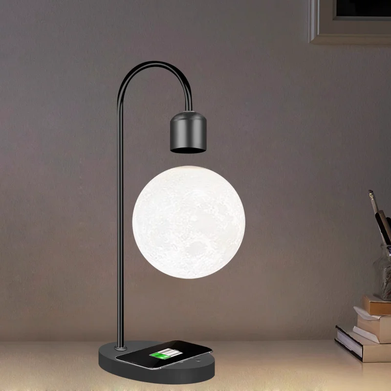 Floating 3D printing integrated creative magnetic levitation moon table lamp ornament